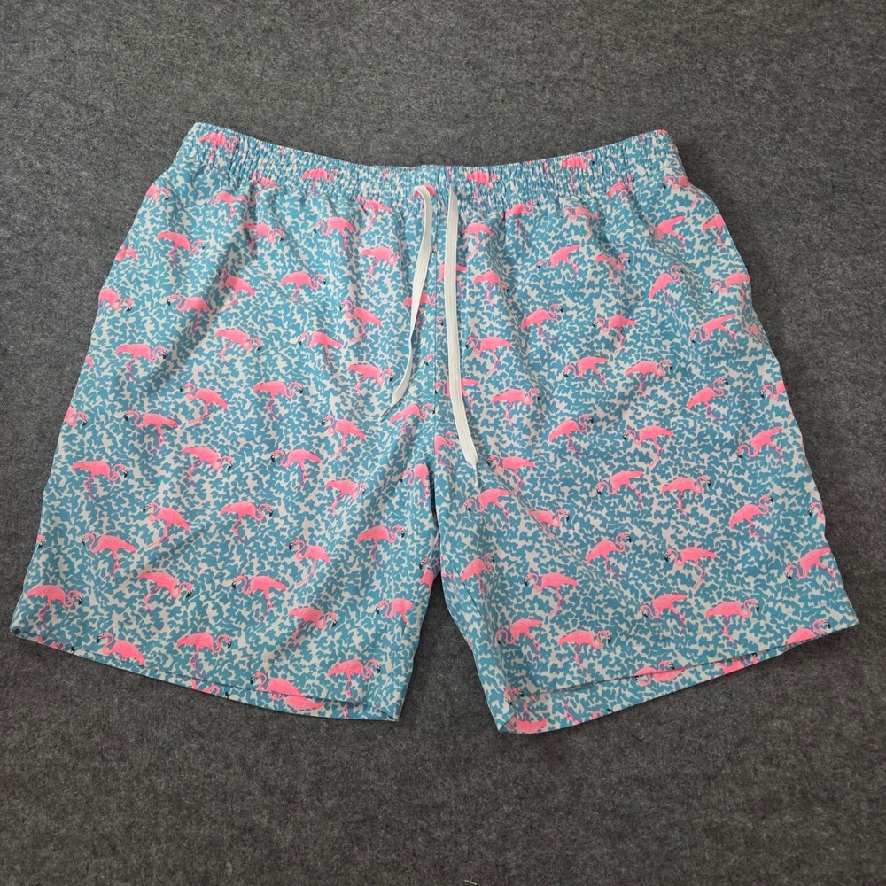 Chubbies Mens XXL Flamingo Swim Trunks Shorts 7" Inseam Pink Blue Beach Pool